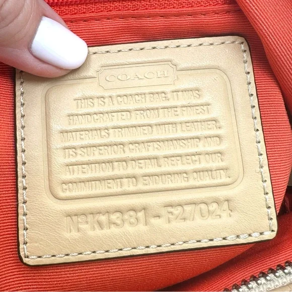 Coach Signature Varsity Stripe Medium Tote Bag – Khaki/Red – Style F27024 - Picture 15 of 16